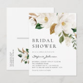 Invitation Carte Postale Aquarelle blanc Magnolia Fête des mariées rustique (Devant / Derrière)