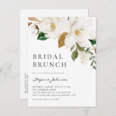 Invitation Carte Postale Aquarelle Blanc Magnolia Rustique Bridal Brunch (Devant / Derrière)