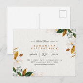 Invitation Carte Postale Aquarelle blanche Magnolia Fête des mariées floral (Devant / Derrière)