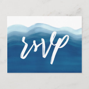 Invitation Carte Postale Aquarelle bleue   RSVP