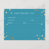 Invitation Carte Postale Aquarelle Blue Gold Mountain Fête des mariées Rece (Dos)