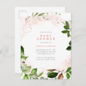 Invitation Carte Postale Aquarelle Blush & Greenery Baby shower (Devant / Derrière)