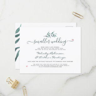 Invitation Carte Postale Aquarelle botanique petite écriture de mariage mis