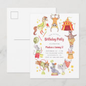 Invitation Carte Postale Aquarelle Carnaval Cirque Anniversaire de enfant a (Devant / Derrière)