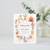Invitation Carte Postale Aquarelle Carnaval Cirque Anniversaire de enfant a (Debout devant)