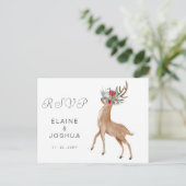 Invitation Carte Postale Aquarelle Cerf Floral Antler Mariage Rustique Rsvp (Debout devant)