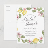 Invitation Carte Postale Aquarelle Citron vert Fête des mariées moderne (Devant / Derrière)