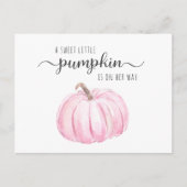 Invitation Carte Postale Aquarelle Citrouille mignonne Bébé Fille Douche (Devant)