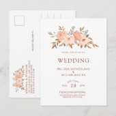 Invitation Carte Postale Aquarelle d'automne Blush FlorMariage (Devant / Derrière)