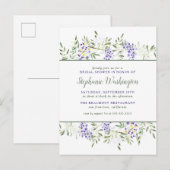 Invitation Carte Postale Aquarelle de la glycine violette Fête des mariées  (Devant / Derrière)