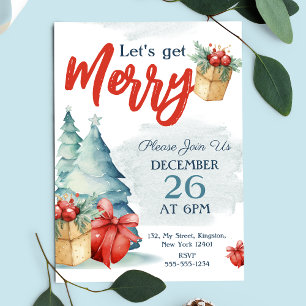 Invitation Carte Postale Aquarelle dessinée à la main Joyeux Noël