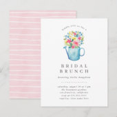 Invitation Carte Postale Aquarelle douce Fête des mariées florale Brunch (Devant / Derrière)