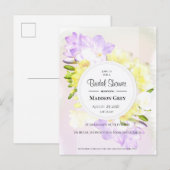 Invitation Carte Postale Aquarelle Fête des mariées Fleurs Freesia (Devant / Derrière)