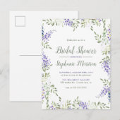 Invitation Carte Postale Aquarelle Fête des mariées florale de la structure (Devant / Derrière)