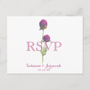 Invitation Carte Postale Aquarelle Fleur sauvage rose Floral RSVP, option d