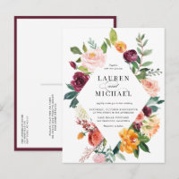 Aquarelle Fleurs d'automne Cadre QR Code Mariage
