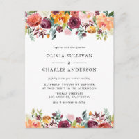 Aquarelle fleurs d'automne QR Code Mariage de auto