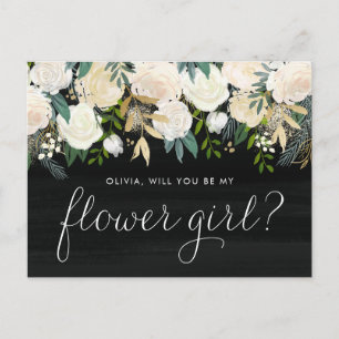 Invitation Carte Postale Aquarelle Fleurs d'ivoire Rustique Be My Flower Gi
