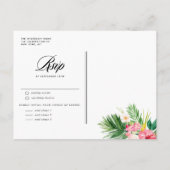 Invitation Carte Postale Aquarelle Fleurs tropicales et Mariage de verdure (Dos)