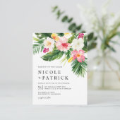 Invitation Carte Postale Aquarelle Fleurs tropicales et Mariage de verdure (Debout devant)