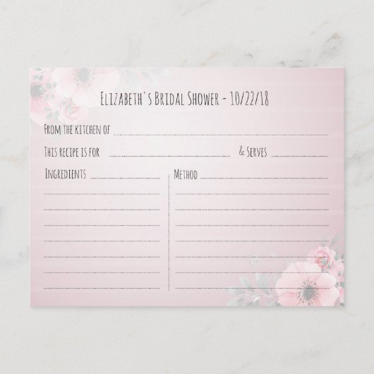 Invitation Carte Postale Aquarelle Floral Gold Script Fête des mariées Rece (Dos)