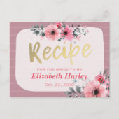 Invitation Carte Postale Aquarelle Floral Gold Script Fête des mariées Rece (Devant)