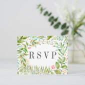 Invitation Carte Postale Aquarelle Floral Green Foliage Mariage RSVP (Debout devant)