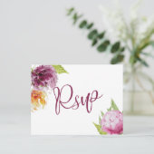 Invitation Carte Postale Aquarelle Floral Mariage Choix de repas Rsvp (Debout devant)