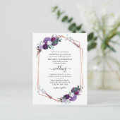 Invitation Carte Postale Aquarelle Florale pourpre Mariage (Debout devant)