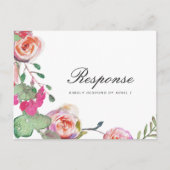 Invitation Carte Postale Aquarelle Florale RSVP avec choix de repas (Devant)