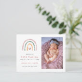 Invitation Carte Postale Aquarelle moderne arc-en-ciel avec naissance cardi (Debout devant)