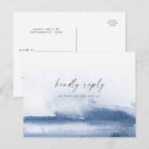 Invitation Carte Postale Aquarelle moderne bleu demande de chanson RSVP Pos
