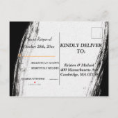 Invitation Carte Postale Aquarelle moderne Noir & Or Géométrique rsvp Invi (Dos)