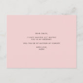 Invitation Carte Postale Aquarelle Pastel Floral Be My Matron of Honor (Dos)