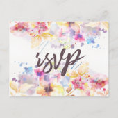 Invitation Carte Postale Aquarelle Pastel Floral | Choix du repas RSVP (Devant)