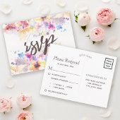 Invitation Carte Postale Aquarelle Pastel Floral | Choix du repas RSVP
