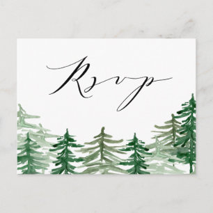 Invitation Carte Postale Aquarelle romantique Bois RSVP