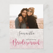 Invitation Carte Postale Aquarelle rose florale (Devant)