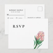Invitation Carte Postale Aquarelle rose Mariage floral RSVP | Options de re (Devant / Derrière)