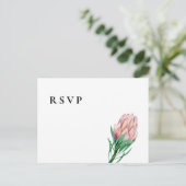 Invitation Carte Postale Aquarelle rose Mariage floral RSVP | Options de re (Debout devant)
