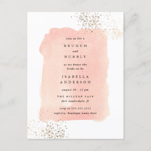 Invitation Carte Postale Aquarelle rose pâle Brunch Fête des mariées mousse
