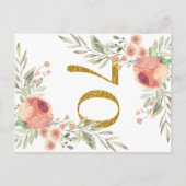 Invitation Carte Postale Aquarelle Rose & Parties scintillant or 70e annive (Dos)