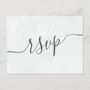 Invitation Carte Postale Aquarelle RSVP de mariage moderne Sage vert