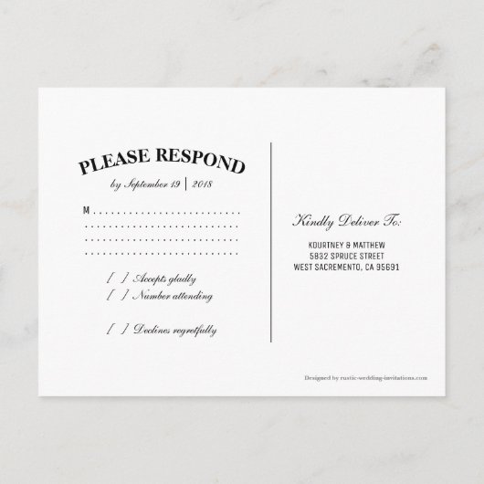 Invitation Carte Postale Aquarelle rustique Mariage floral Succulent RSVP (Dos)