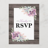 Invitation Carte Postale Aquarelle rustique Mariage floral Succulent RSVP (Devant)