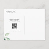 Invitation Carte Postale Aquarelle Sage vert Eucalyptus QR Code Mariage (Dos)