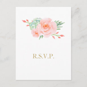 Invitation Carte Postale Aquarelle Succulent Blush Floral Élégant Mariage