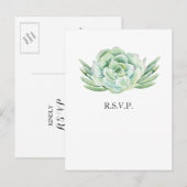 Invitation Carte Postale aquarelle succulent mariage rsvp (Devant / Derrière)