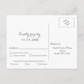 Invitation Carte Postale aquarelle succulent prune mariage rose rsvp (Dos)