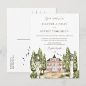 Invitation Carte Postale Aquarelle traditionnelle Mariage anglais (Devant / Derrière)